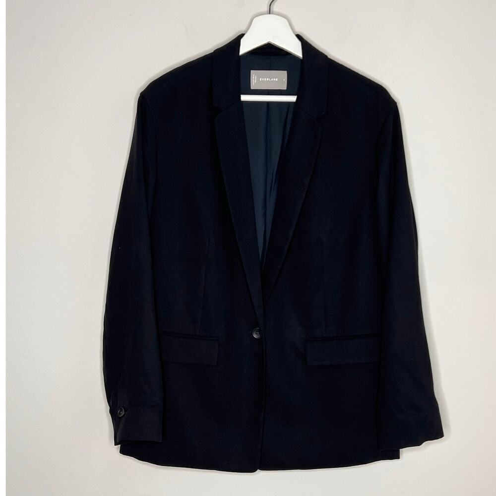 Everlane Long Sleeve Notch Lapel Single Breasted The Easy Blazer Black Women's 4 - Picture 3 of 8